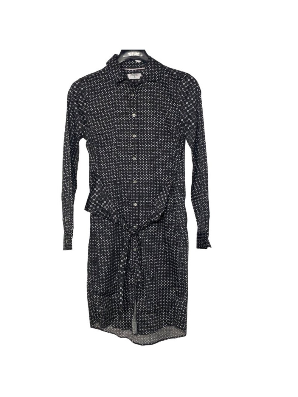 Untuckit Mikael Dotted Shirt Dress Button Down Belted Sz 4 Preppy Career